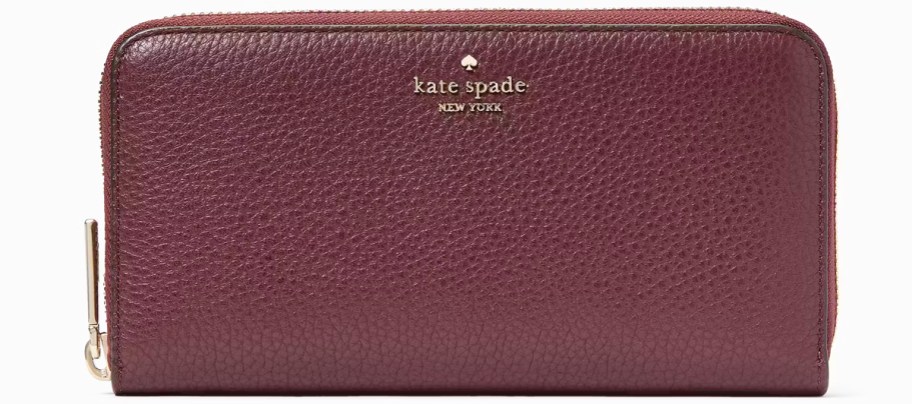 maroon zip around kate spade wallet