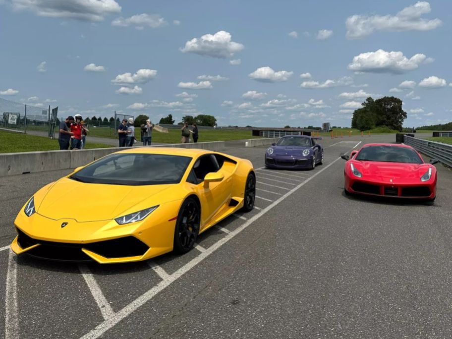 Race-type cars on a track