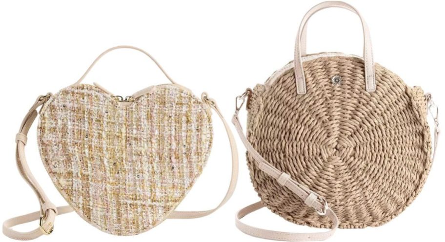 two small woven crossbody bags