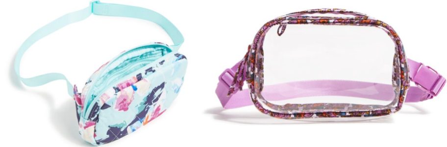 floral print and clear belt bags