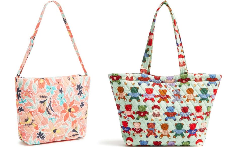 floral and teddy bear print bags