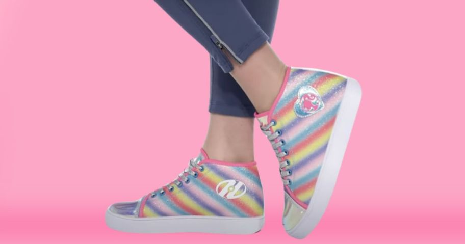 girl wearing Heelys Veloz Barbie Shoes