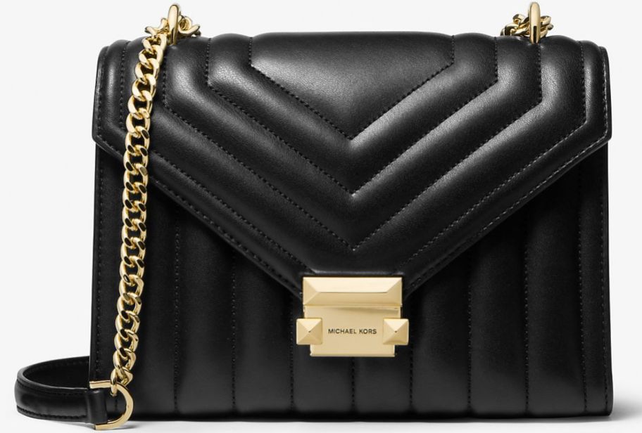 a black quilted leather handbag