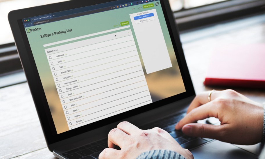computer with packtor packing list travel packing hacks