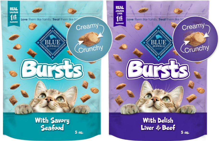 two bags of blue buffalo cat treats