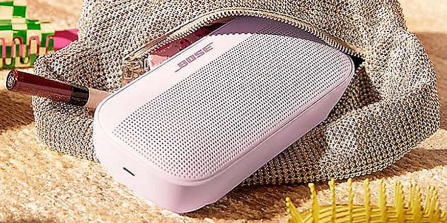 pink bose speaker coming out of bag 