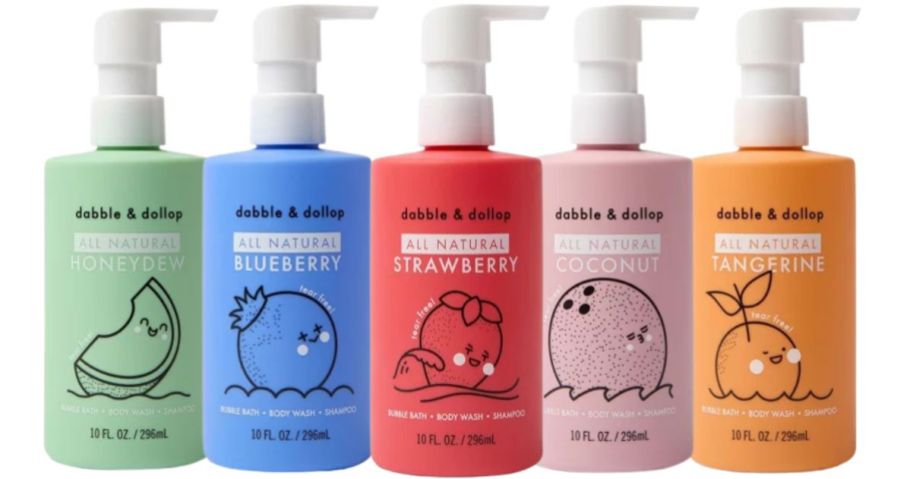 5 Dabble and Dollop Body Wash bottles