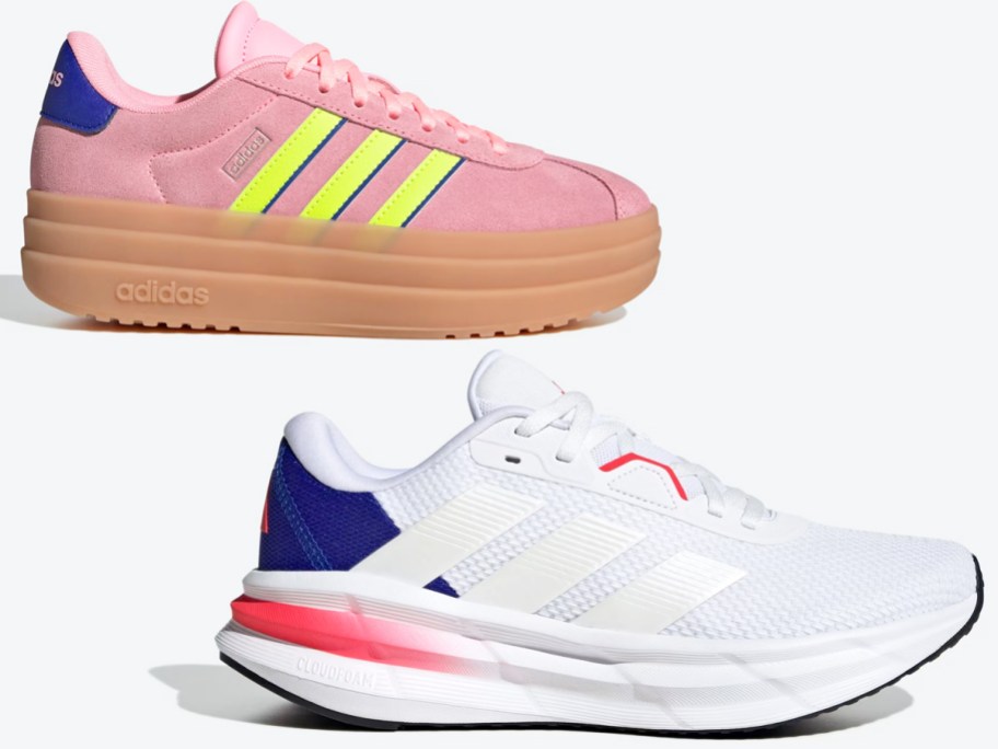 pink and white adidas shoes