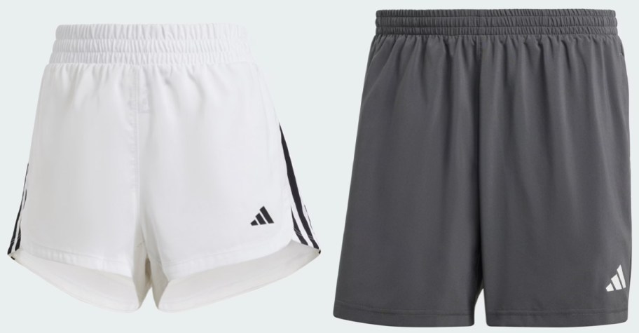 white and gray adidas shorts