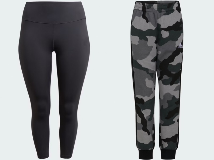 adidas black leggings and black and gray joggers