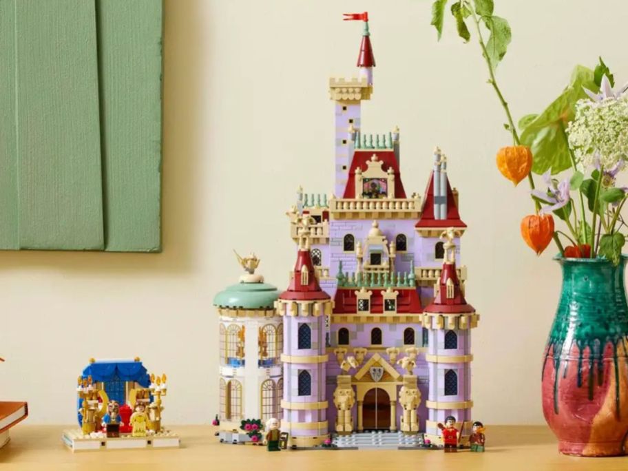 A LEGO Beauty and the Beast Castle on a table