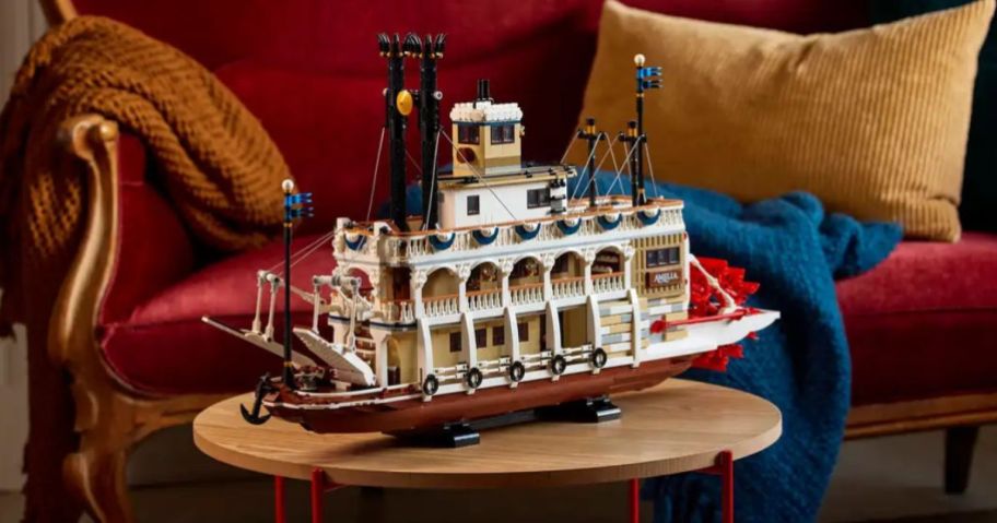 A LEGO River Steamboat on a table