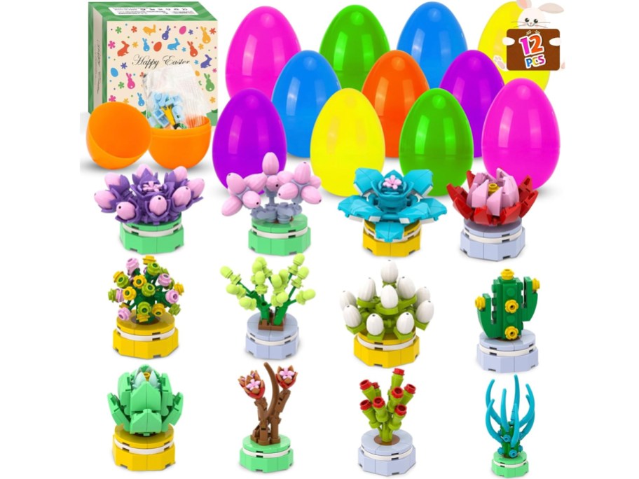 easter eggs and succulent building blocks 