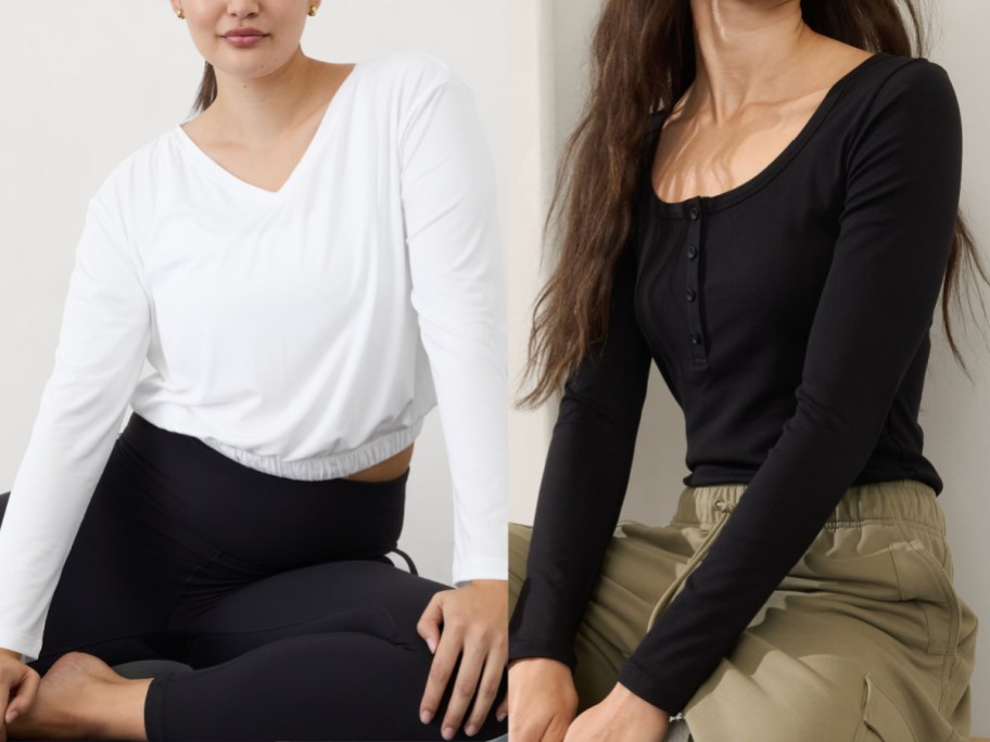 women in white and black long sleeve tops