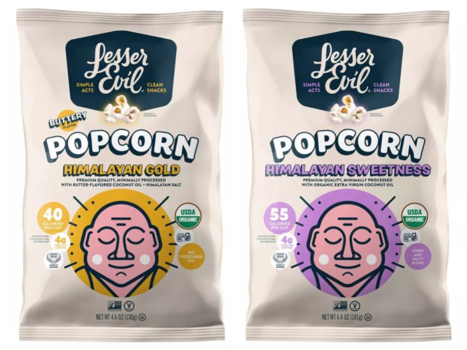 LesserEvil popcorn bag stock images