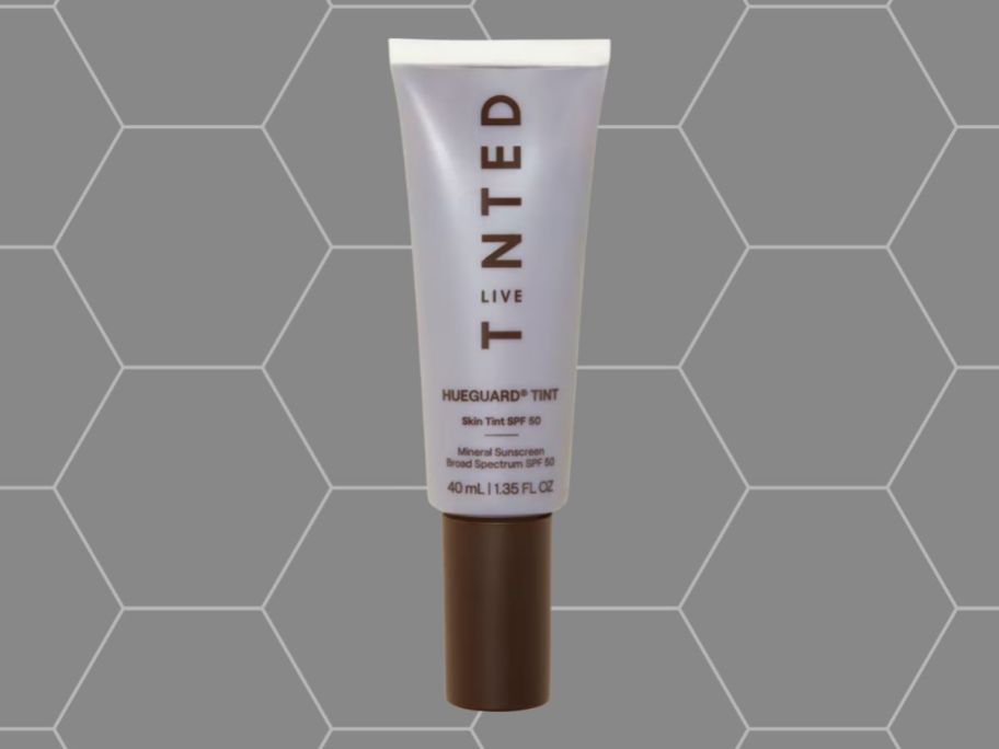 Live Tinted Hueguard Skin Tint SPF 50 Mineral Sunscreen Broad Spectrum against grey background