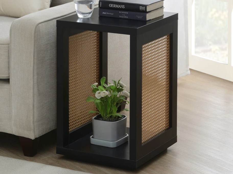 black rattan end table