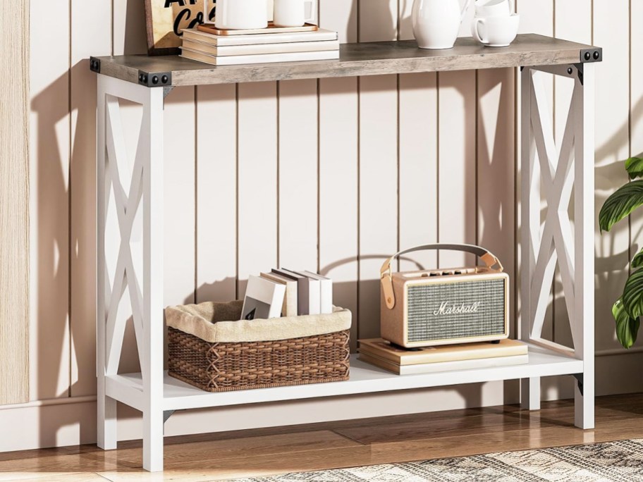 white farmhouse console table