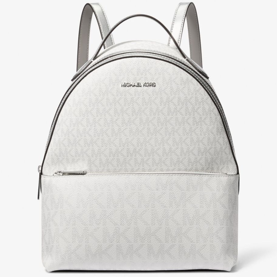 a white and silver backpack