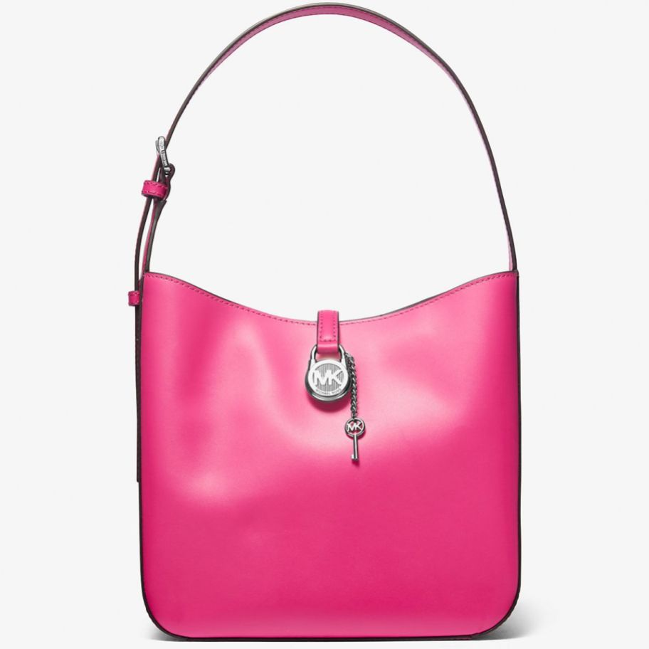 a small hot pink shoulder bag