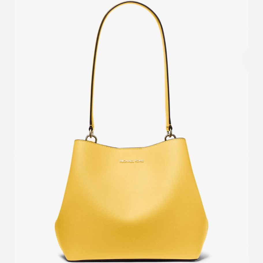 small yellow leather shoulder bag