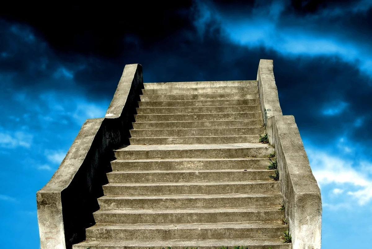 old, concrete, stairs, going, blue, blue sky, cloudy, sky, skies, climbing, nature, hard, success, victory, achievement, objective, how to get, wealth - how to get a discount on your first subscription order