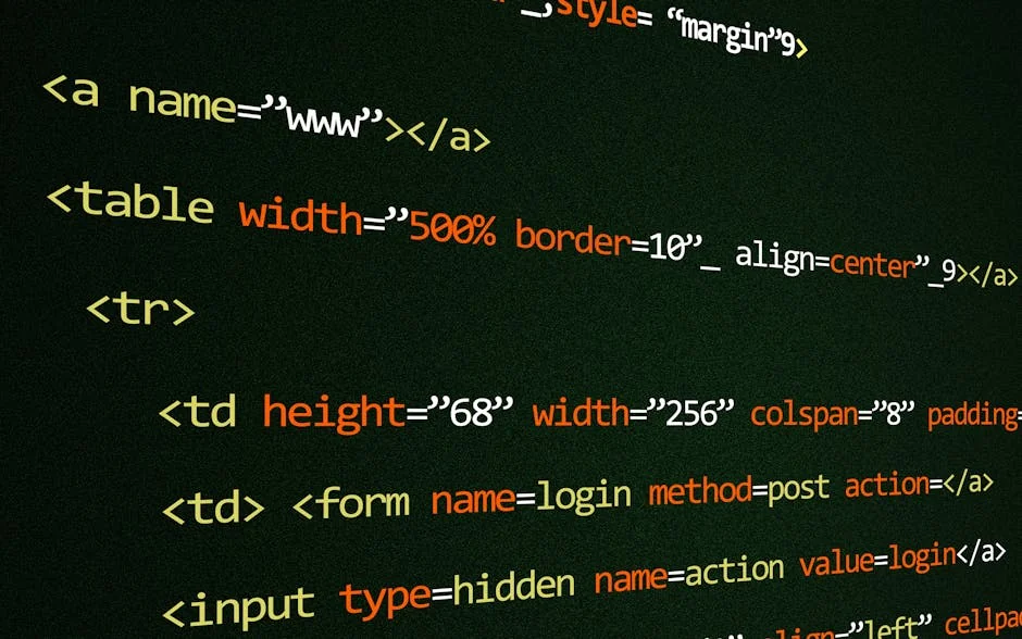 Close-up of HTML code lines highlighting web development concepts and techniques. - web design development - Reliable website for holiday gift guide deals