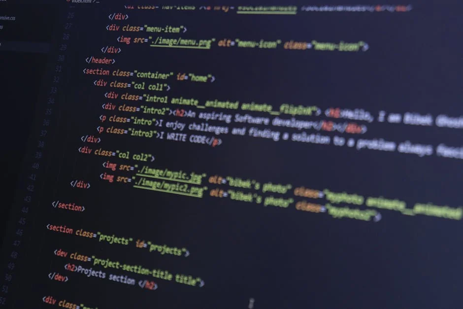 HTML and CSS code on a computer monitor, highlighting web development and programming. - web design development - Reliable website for holiday gift guide deals
