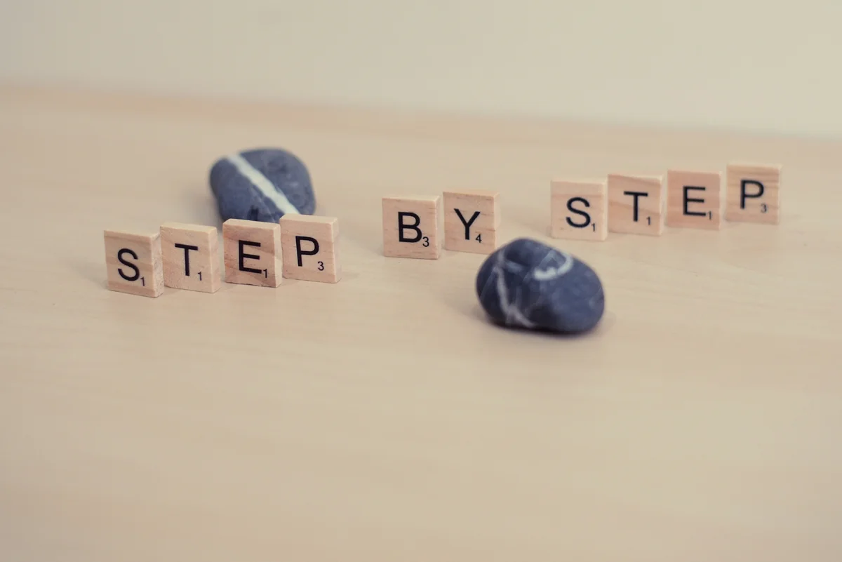 Step by step, wooden letter photography. Wood and stones. Progress - step by step guide to extreme couponing for beginners