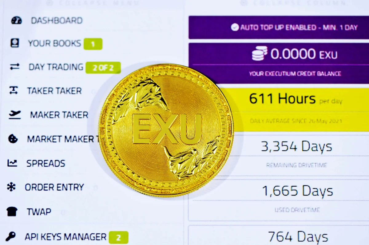 Executium coin placed on an Executium site - step by step guide to extreme couponing for beginners