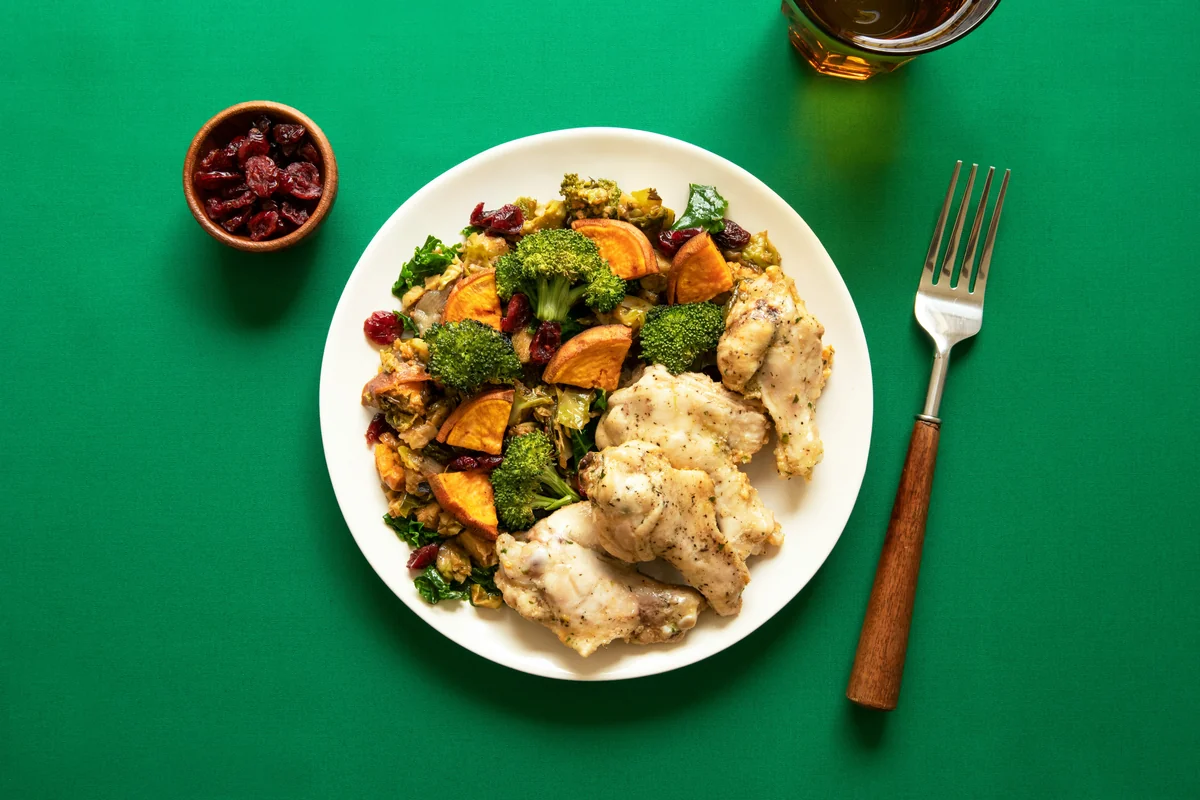 Garlic Aioli Chicken Wings + Glazed Yams - top rated meal kit delivery service discounts